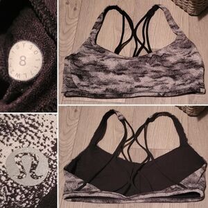 lululemon Free To Be Zen Black & White Sports Bra, Women's 8